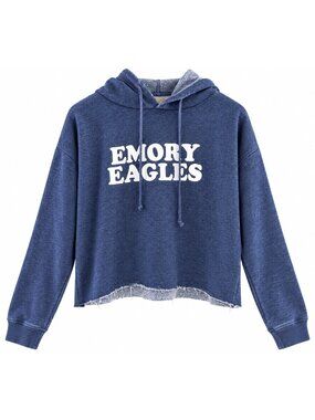 Emory Eagles Blue Cropped Hoodie By Chicka-D XL Retro Wordmark Fleece Pullover